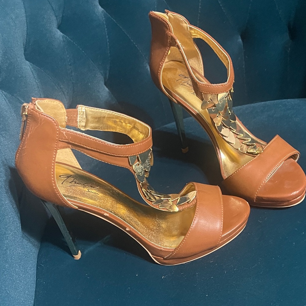 Thalia Sodi Tan High Heel Sandals